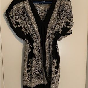 Black and white short dress.